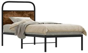 vidaXL Πλαίσιο Κρεβατιού Χωρ. Στρώμα Καπνιστή Δρυς 75x190εκ Επεξ. Ξύλο