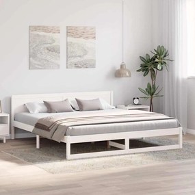 vidaXL Σκελετός Κρεβατιού Λευκό 200 x 200 cm Μασίφ ξύλο πεύκου