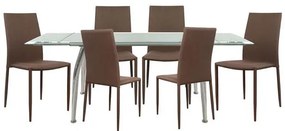 Σετ τραπεζαρίας C10009.03 7τμχ με Τραπέζι LOCA 120+50x80x75εκ. &amp; Καρέκλες ΤΕΤΑ Καφέ
