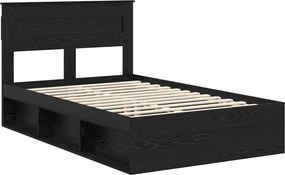 vidaXL Σκελετός Κρεβατιού Μαύρη Δρυς 135 x 190 cm Επεξεργασμένο Ξύλο