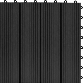 vidaXL Πλάκα Κατασκευής 22 pcs Μαύρο 30 x 30 cm WPC