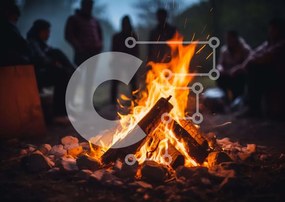 Intra Συλλεκτικό Ξύλινο Παζλ Plywood 4mm - Νυχτερινή συγκέντρωση φωτιάς στο δάσος Σε Ξύλινο Κουτί - Διαστάσεις Puzzle: 10x10 cm – 25 κομμάτια