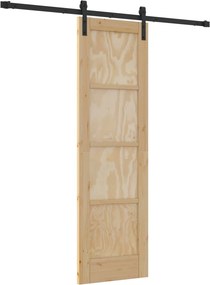 vidaXL Συρόμενη Πόρτα Φυσικό και Μαύρο 61 x 198,5 εκ.