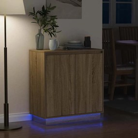 vidaXL Πλευρικό Τραπέζι LED Sonoma Δρυς 71 x 34,5 x 75 εκ.