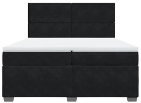 vidaXL Κρεβάτι Boxspring με Στρώμα Μαύρο 200x200 εκ. Βελούδινο