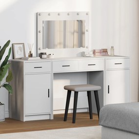 vidaXL Σετ 3 Τεμαχίων Τραπέζι Μακιγιάζ με LED, Λευκό Επεξεργασμένο Ξύλο