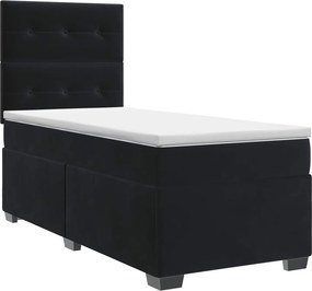 vidaXL Κρεβάτι box spring με στρώμα Μαύρο 90 x 190 cm Βελούδο