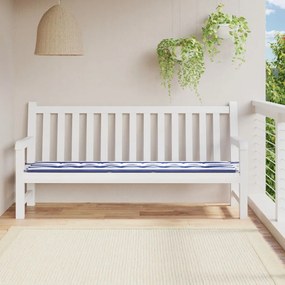 Μαξιλάρι Πάγκου Κήπου Μπλε + Λευκό Ριγέ 200x50x3 εκ. Υφασμάτινο