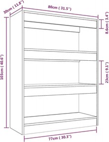 vidaXL Βιβλιοθήκη/Διαχωρ. Χώρου Καφέ Δρυς 80x30x103 εκ. Επεξεργ. Ξύλο