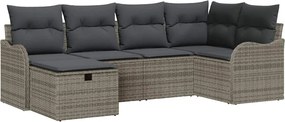 vidaXL Σετ Καναπέ Κήπου με μαξιλάρι 6 pcs Γκρι Πολυ ράταν