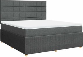 vidaXL Κρεβάτι Boxspring με Στρώμα Σκούρο Γκρι 180x200 εκ Υφασμάτιν