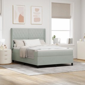 vidaXL Κρεβάτι με Στρώμα Light Grey 140x190 cm Βελούδο
