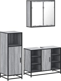 vidaXL Σετ Επίπλων Μπάνιου 3 Τεμαχίων Γκρι Sonoma Επεξεργασμένο Ξύλο