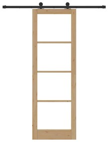 vidaXL Συρόμενη Πόρτα Χειροκίνητος Καφέ 78 x 232 cm Ξύλο και μέταλλο