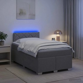 vidaXL Κρεβάτι Box Spring με Στρώμα και LED Ανοιχτό γκρι 120 x 190 cm