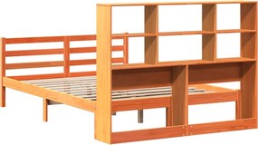 vidaXL Κρεβάτι Βιβλιοθήκη Χωρίς Στρώμα Καφέ 120x190 εκ Μασίφ Πεύκο