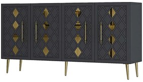Μπουφές Dome 475OLV1784 150x35x75cm Anthracite-Gold Particle Board, Melamine