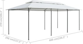 vidaXL Κιόσκι Λευκό 600 x 298 x 270 εκ. 180 γρ./μ²