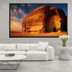 Πίνακας σε Plexiglass με Θέμα &#8220;Madain Saleh&#8221; σε μαύρη ξύλινη Κορνίζα με ρυθμιζόμενο Φώς - 150cmX100cm