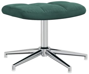 vidaXL Πολυθρόνα Relax Σκούρο Πράσινο Βελούδινη με Σκαμπό