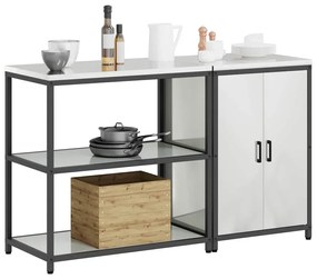 vidaXL Σετ Αποθήκευσης Κουζίνας με ράφι 2 pcs Ασημί 150 x 50 x 92 εκ.
