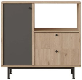 Ντουλάπι 956LCS3565 88x35,5x85cm Oak-Anthracite Μοριοσανίδα, Μέταλλο