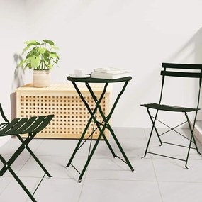vidaXL Τραπέζι Bistro Σκούρο πράσινο Ø50x71 εκ Ατσάλι με Πούδρα