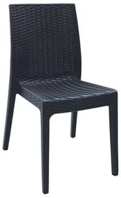DAFNE Καρέκλα Τραπεζαρίας Κήπου Στοιβαζόμενη, PP Rattan Look UV Protection, Ανθρακί -  46x55x85cm