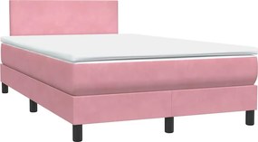 vidaXL Κρεβάτι Boxspring με Στρώμα Ροζ 120x210 εκ. Βελούδινο