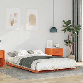 vidaXL Κρεβάτι δαπέδου Καφέ κεριού 140 x 190 cm Μασίφ ξύλο πεύκου