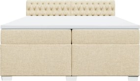 vidaXL Κρεβάτι Boxspring με Στρώμα Κρεμ 200x200 εκ. Υφασμάτινο