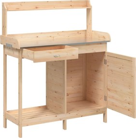 vidaXL Τραπέζι για Γλάστρες με Ντουλάπι 110,5x45x124,5 εκ. Μασίφ Ελάτη