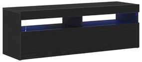 vidaXL Ντουλάπα τηλεόρασης με LED Μαύρη Δρύς 120x35x40 εκ. Επεξεργασμένο ξύλο