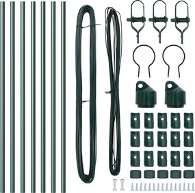 vidaXL Ενσωματωμένος Πόλος Φράχτη 7 pcs Πράσινο