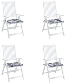 Μαξιλάρια Καρέκλας 4τεμ Γκρι Καρό 50x50x3εκ. Ύφασμα Oxford - Πολύχρωμο