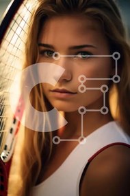 Intra Συλλεκτικό Ξύλινο Παζλ Plywood 4mm - Νεαρή γυναίκα με τη ρακέτα του τένις Σε Ξύλινο Κουτί - Διαστάσεις Puzzle: 10x10 cm – 25 κομμάτια