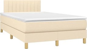 vidaXL Κρεβάτι Boxspring με Στρώμα Κρεμ 120x190 εκ. Υφασμάτινο