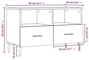 Έπιπλο Τηλεόρασης Μαύρο 80 x 36 x 50 εκ. από Επεξεργασμένο Ξύλο - Μαύρο