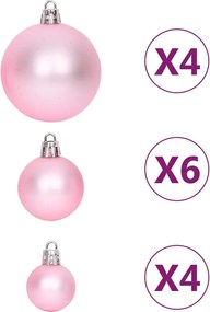 vidaXL Σετ Μπάλες Χριστουγεννιάτικες 108 τεμ. Λευκές και Ροζ