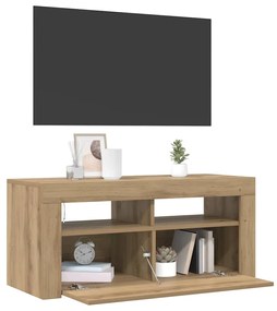 vidaXL Έπιπλο Τηλεόρασης με LED Αρτισιανή Δρυς 90x35x40 εκ Επεξ.Ξύλο