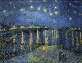 Vincent van Gogh - Εκτύπωση έργου τέχνης Νύχτα με αστέρια πάνω από τον Ροδανό, (40 x 30 cm)