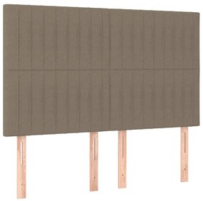 vidaXL Κρεβάτι Boxspring με Στρώμα &amp; LED Taupe 140x200 εκ. Υφασμάτινο
