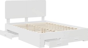 vidaXL Σκελετός Κρεβατιού Λευκό 150 x 200 cm Επεξεργασμένο ξύλο