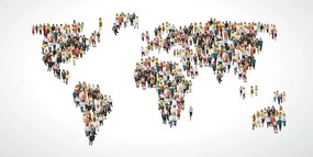 Εικόνα στον παγκόσμιο χάρτη φελλού που αποτελείται από ανθρώπους - 120x60  transparent