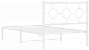 Πλαίσιο Κρεβατιού με Κεφαλάρι Λευκό 100x190 εκ. Μεταλλικό - Λευκό