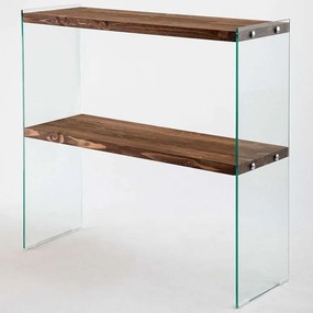 Κονσόλα Venedik 552NOS1904 90x30x80cm Walnut Ξύλο,Γυαλί