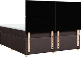 vidaXL Κρεβάτι Boxspring με Στρώμα Σκούρο Καφέ 200x200 εκ. Υφασμάτινο