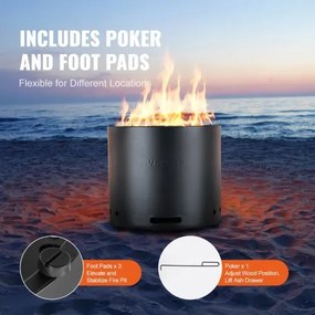 VEVOR Smokeless Fire Pit Stove Bonfire 49 cm Dia Wood Καύση Ανοξείδωτο