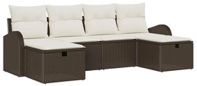 vidaXL Σετ Καναπέ Κήπου 6 pcs Καφέ και κρεμ 234 x 117 x 85 εκ