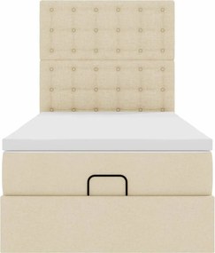 vidaXL Οθωμανικό κρεβάτι με στρώμα Cream 90x190cm ύφασμα